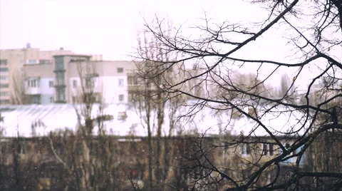 The View From the Window on a Winter Street Stock-Footage 61467428