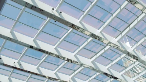 View of windows and Modern conceptual high tech building Stock Footage 102297251