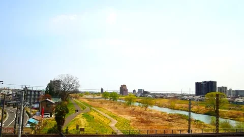 View from windows of Shinkansen high speed train in Japan. Vídeos de archivo 75217697