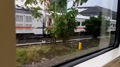 A view From Windows Train, Looking out a train road Stock Footage 221531154