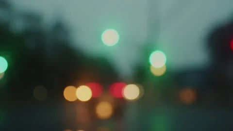 View from the Windshield of a Car on a Night Road with Car Lights in Blur. Vídeos de archivo 248853359