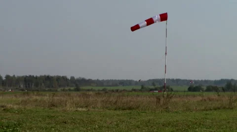 View of windsock at airfield in summer Stock Footage 61072006