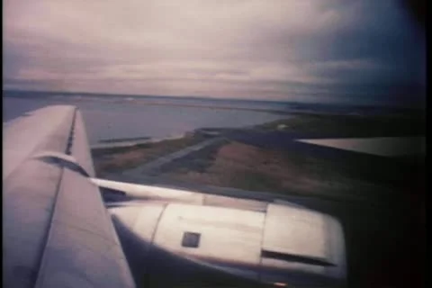 View from wing of airplane on runway Video stock 11356847