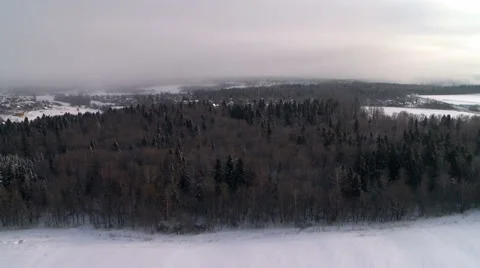 View of winter forest from hot air balloon Stock Footage 44633065