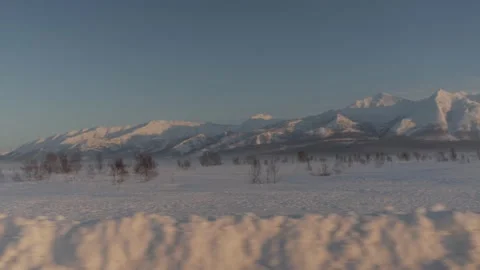 View of the winter mountains from a moving car Video stock 167148047