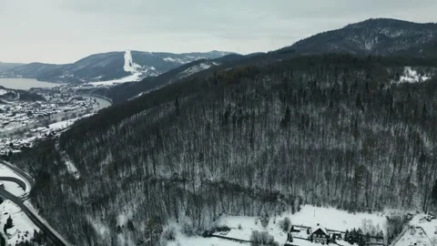 View of winter mountains in snow in winter Stock Footage 258764336