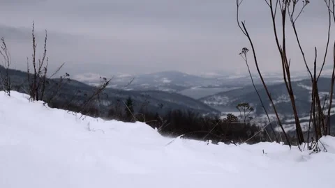 View of winter mountains in snow in winter Stock Footage 258783715