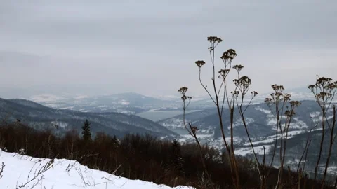 View of winter mountains in snow in winter Stock Footage 258785244
