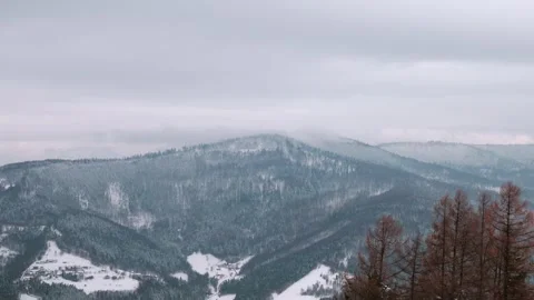 View of winter mountains in snow in winter Stock Footage 258785593