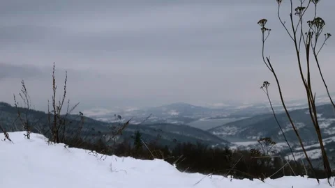 View of winter mountains in snow in winter Stock Footage 258791313