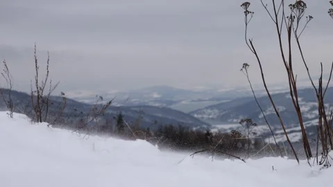 View of winter mountains in snow in winter Stock Footage 258791887