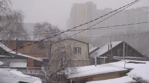 View of the winter provincial town Stock Footage 106596727