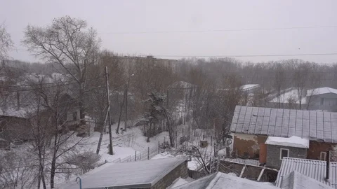 View of the winter provincial town Stock Footage 106596733