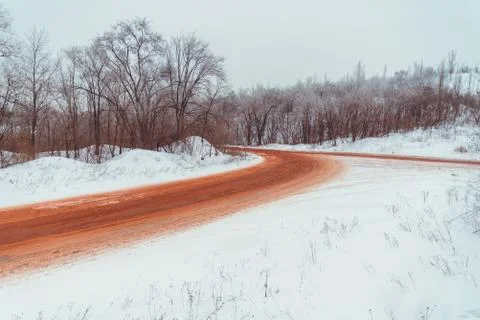 View on winter road Stock Photos