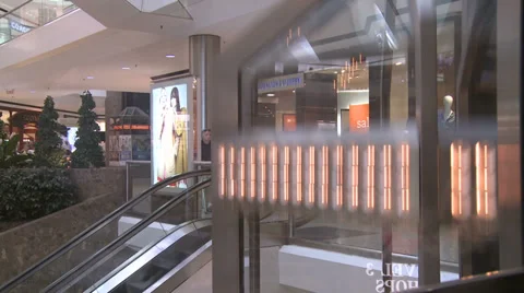 View from within elevator as it ascends in mall (2 of 2) Stock Footage 32327059