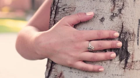 A view of a woman's hand with her ring and well-groomed nails Stock Footage 335498316
