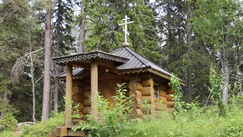 View of a wooden chapel on Solovetsky Islands, Russia. Stock-Footage 343677194