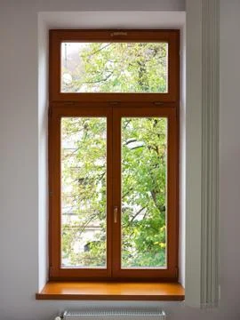View of a wooden window from the inside Photos