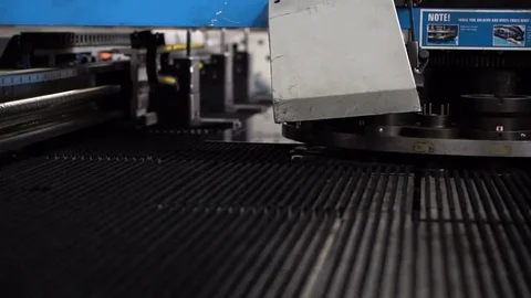 View of work of the automatic machine that processes a steel part in production Stock Footage 85119192