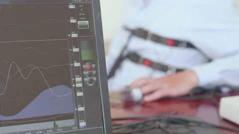 View of the work of a polygraph in action Video stock 158989374