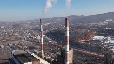 View of a working thermal power plant 库存影片 171787331