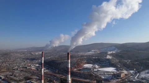 View of a working thermal power plant 库存影片 171807752