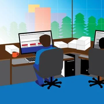 A view of a workplace Stock Illustration