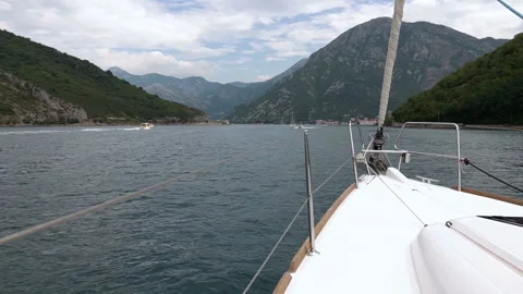 View from yacht bow floating on Adriatic sea Stock Footage 102149490