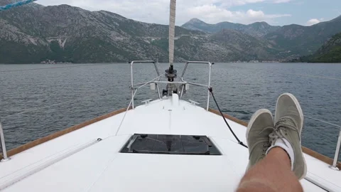 View from yacht bow floating on Adriatic sea Stock Footage 102155178
