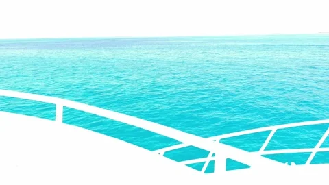 A view from yacht cutting through the blue sea. Freedom, movement, pure energy,  Stock Footage 334169079