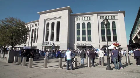 View of Yankee Stadium from the 4 subway platform at Yankee stadium 161st Stock Footage 83550999