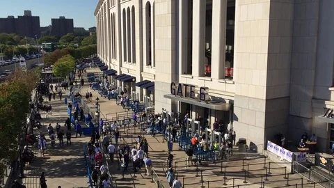View of Yankee Stadium from the 4 subway platform at Yankee stadium 161st Stock Footage 83551670