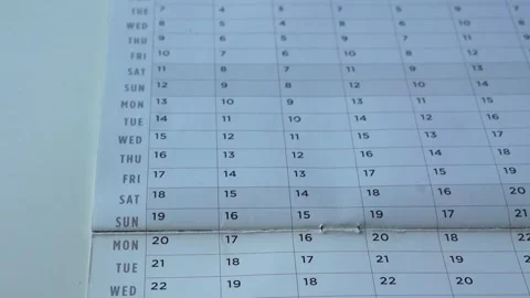 View of yearly table calendar with dates. Stock Footage 340124470