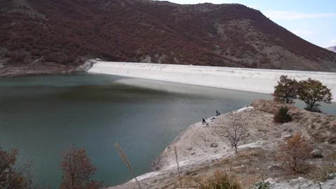 View of Yedikapi dam, reservoir Stock Footage 142669380