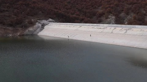 View of Yedikapi dam, reservoir, Stock Footage 142669400