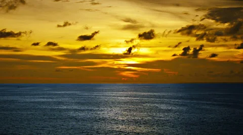 View yellow sky and blue sea Video stock 33227715