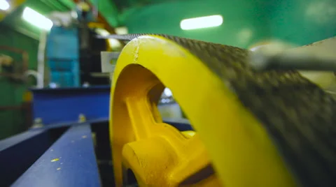 View of Yellow Wheel Turns. Cable Movement on the Yellow Coil. Check the Video stock 62571802