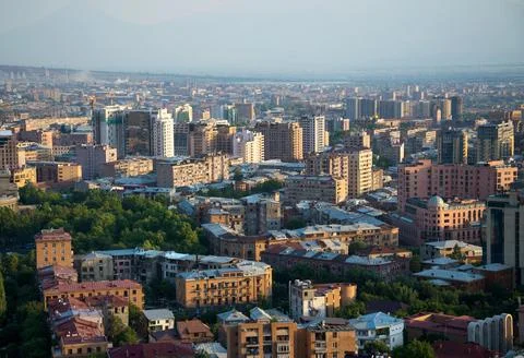 View of Yerevan center from the second level of the Cascade Fotos de archivo