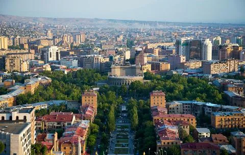 View of Yerevan center from the second level of the Cascade Stock Photos