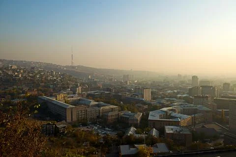 View of Yerevan center from the second level of the Cascade Foto stock