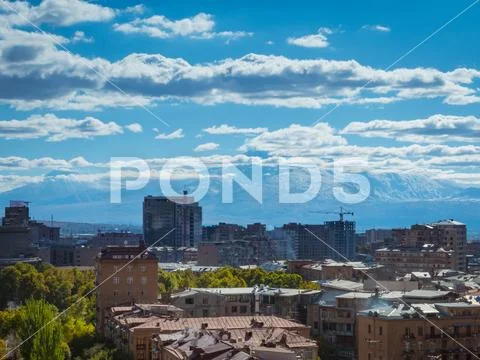 View of Yerevan City and Cascade Complex at noon Stock Photos