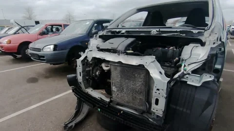 View on a young car at the scrap yard in Holland Stock-Footage 151737262