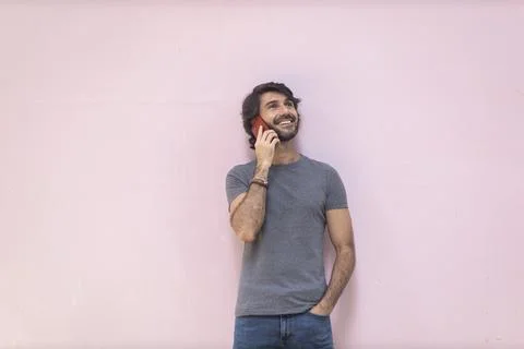 View of a young man with smartphone Stock Photos