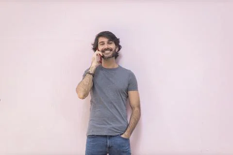 View of a young man with smartphone Stock Photos