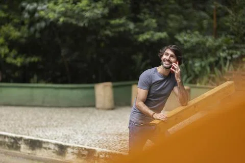 View of a young man with smartphone Stock Photos