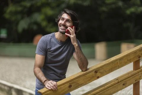 View of a young man with smartphone Stock Photos