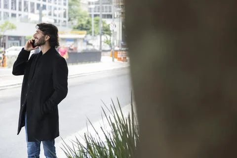 View of a young man with smartphone Stock Photos