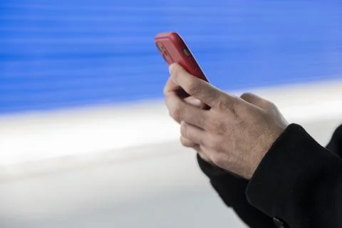 View of a young man with smartphone Stock Photos