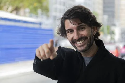 View of a young man with smartphone Stock Photos