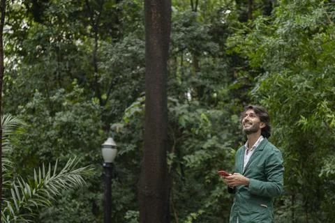 View of a young man with smartphone Stock Photos